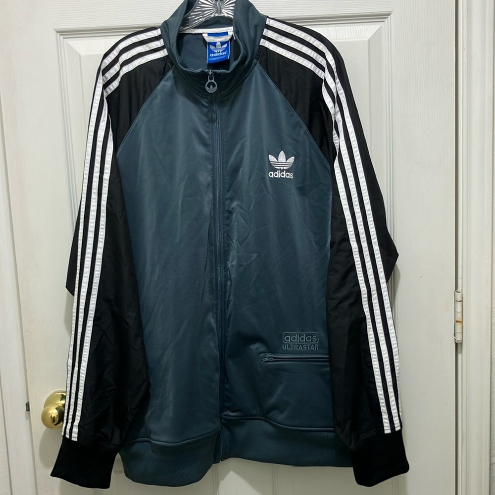 Adidas Ultrastar Track Jacket Warmup Sweatsuit Top Zipper Sweatshirt EUC
